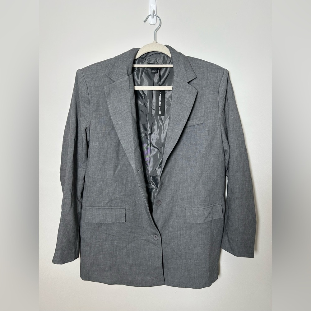 Prettylittlething textured look shoulder padded oversized blazer
